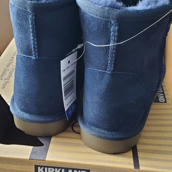 New Women's Sizes Shearling Scalloped Edge Boots Navy - Picture 8 of 15